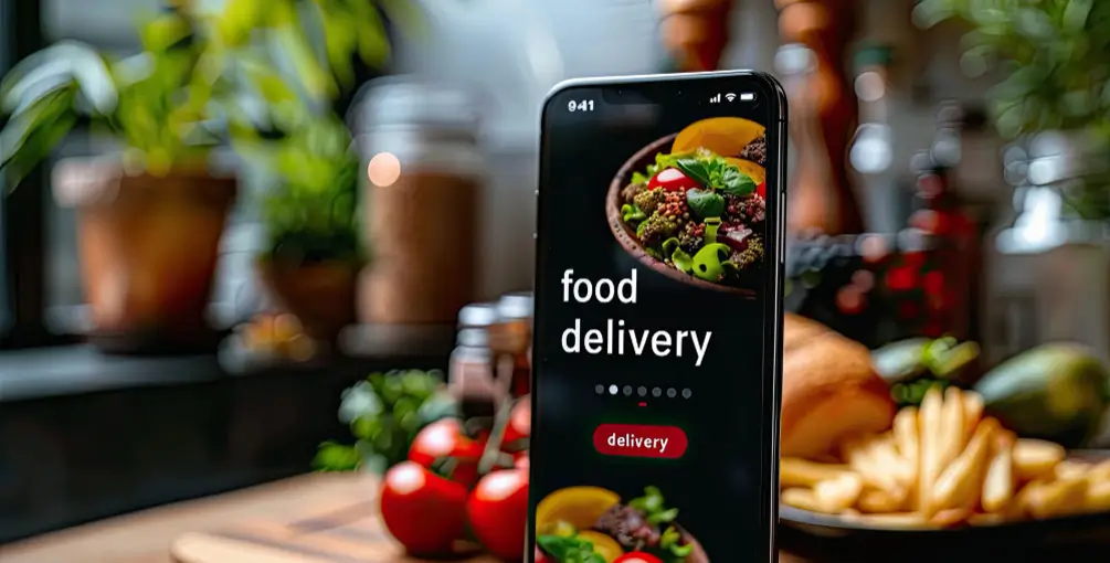 Online food ordering app UI on mobile screen
